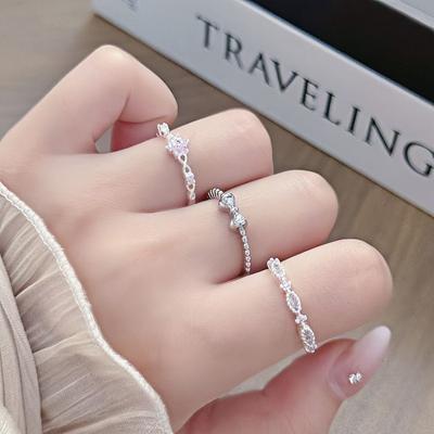 Small, Simple And Exquisite Fine Diamond Opening Ring, Schoolgirl Small, Fresh, Niche, High-End Sense, Light Luxury Index Finger Ring