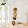 Natural Bird Chew Toys Parrot Toy, Pine Cone Wooden Blocks Dried Fruit Toy Enrichment Cage Accessories for Small Medium Parrots Foraging Biting