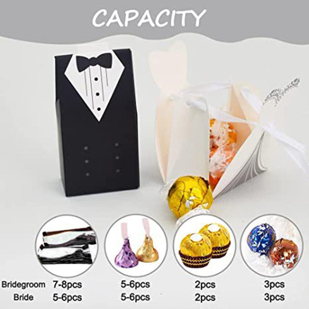 Europäischen Stil Candy Boxen Candy Storege Taschen 50Sets 100PCS Smoking Hochzeit Kleid Muster für Hochzeiten