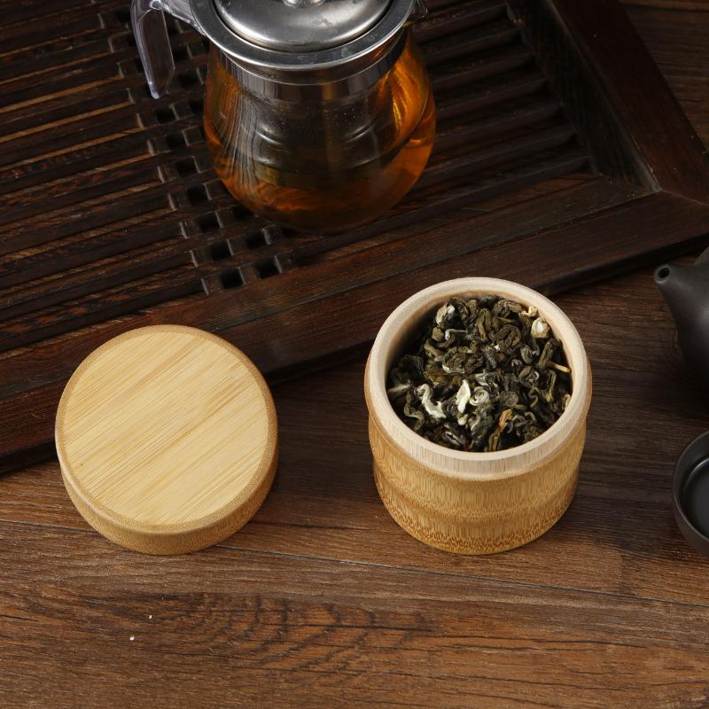 Natural Handmade Bamboo Tea Canister Food Storage Box Seal Kitchen Storage Jars Portable Tea Coffee Beans Spice Jar Organizer