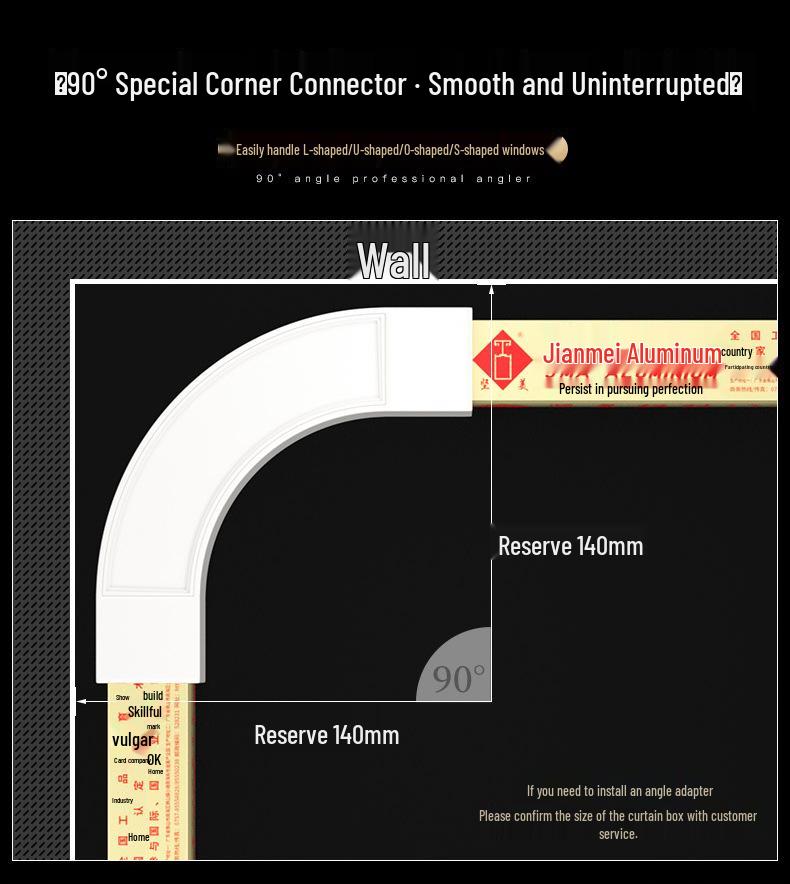 Jianmei 2.6mm Thick Silent Curtain Track with Bendable Heavy Duty Aluminum Alloy Rail and Guide Bearing Wheel.