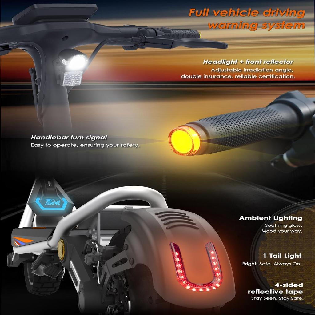 Elektroroller Faltbar Kukirin 10" 800W Motor 48V 13AH Max. Reichweite 45Km Last 120Kg Weiß