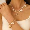Bohemian Beach Faux Pearl Starfish & Seashell Jewelry Set for Women