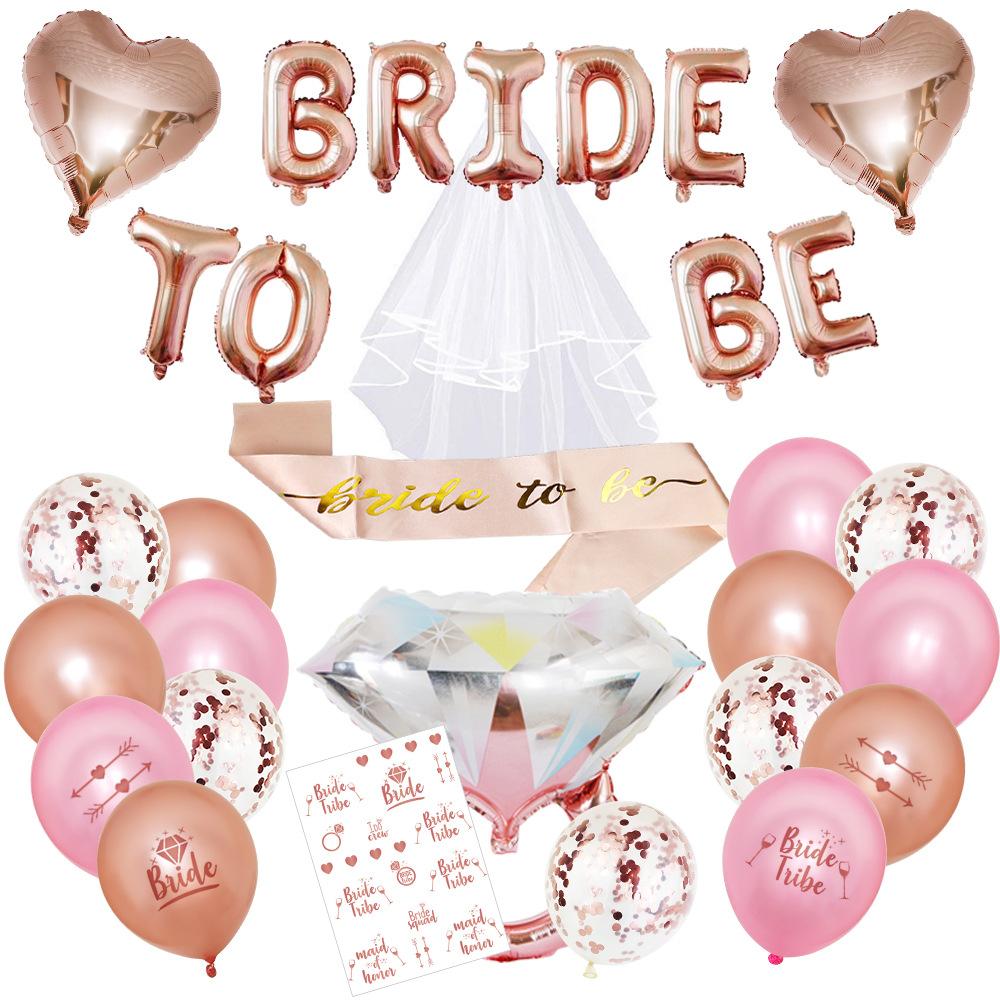 Bride To Be Balloon Set, Bachelorette Party Decor Arrangement Bridal Veil Shoulder Strap Balloon Arrangement