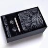 Men's Formal Tie Gift Box: Five-Piece Set with Logo, 8cm Striped Black for Weddings and Business 