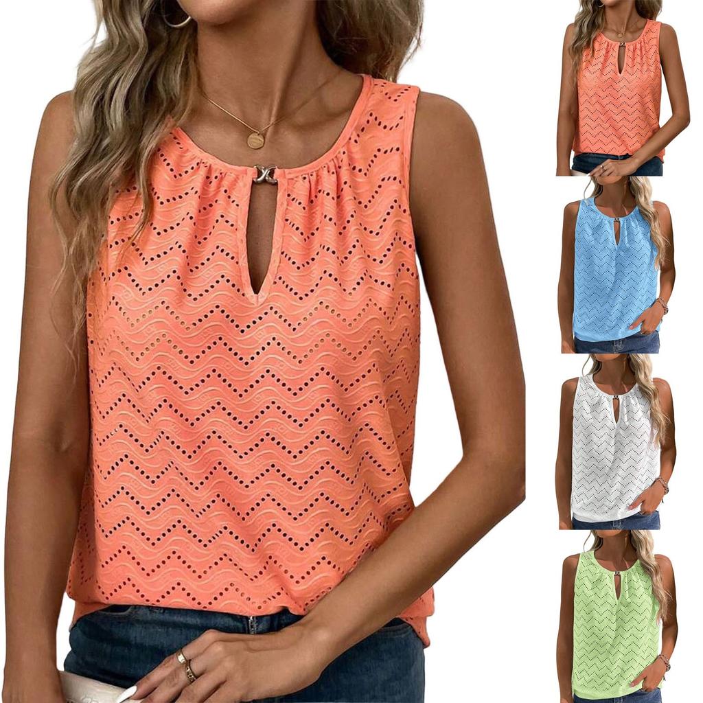 Women's Loose Casual Round Neck Vest Sleeveless Top With T-Shirt Top T-Shirt Top