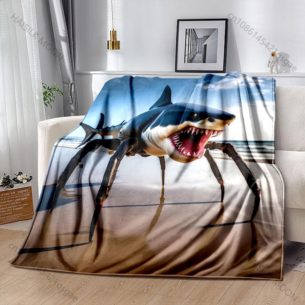 

1PC Italian Abstract Shark Crab Blanket Warm Soft Fluffy Kids Adult Luxury Gifts for Sofa Bed Home Outdoor Travel Camping 75x90cm