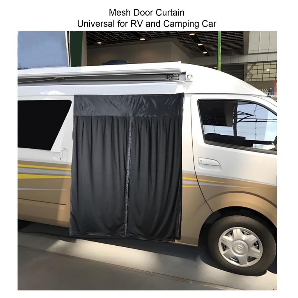 Door Curtain for Camping Car Double Layer Door Curtain Magnetic Closure Outdoor Windproof Mesh Curtain for RV Camping Car