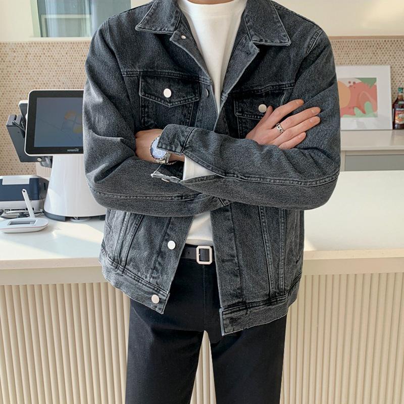 Autunno Nuovo Giacca di Jeans da Uomo Stile Coreano Trendy Giacca Larga Abbigliamento da Uomo Giacca da Lavoro