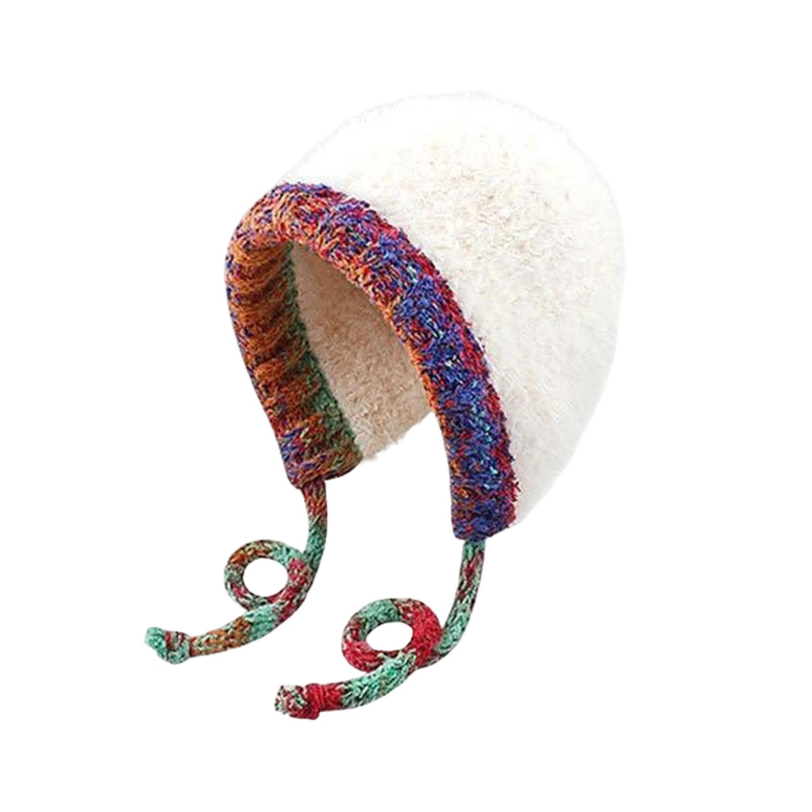 

Women s Plush Hat, Women s Thick Toe Cap, Yarn Knitted Hat One Size белый