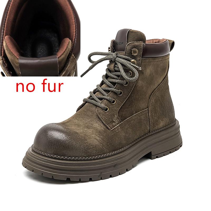 

Ботинки мужские на шнуровке высокие ботинки мужские из коровьей замши кожаные зимние модные плюшевые теплые туфли уличные кроссовки нескользящие ботильоны 46 коричневый