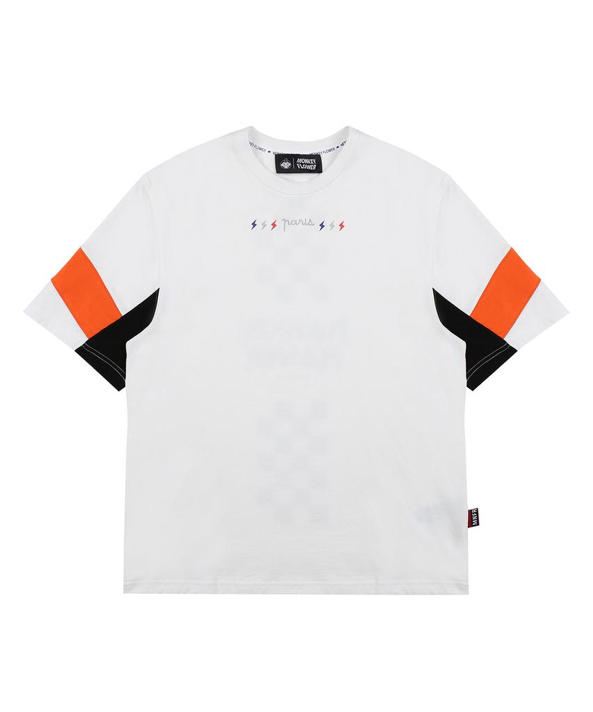 Monkey Flower Unisex Color Block Sleeve Regular Fit Short Sleeve T-Shirt/Mm1Wts01U Black