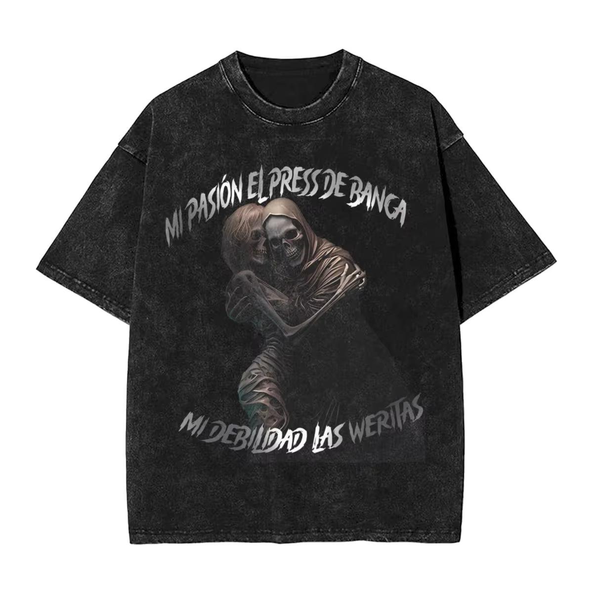 

Oversized Washed T Shirt Calacas Chidas MI Simple T-Shirts Leisure Tshirt for Male Summer Casual Clothing S