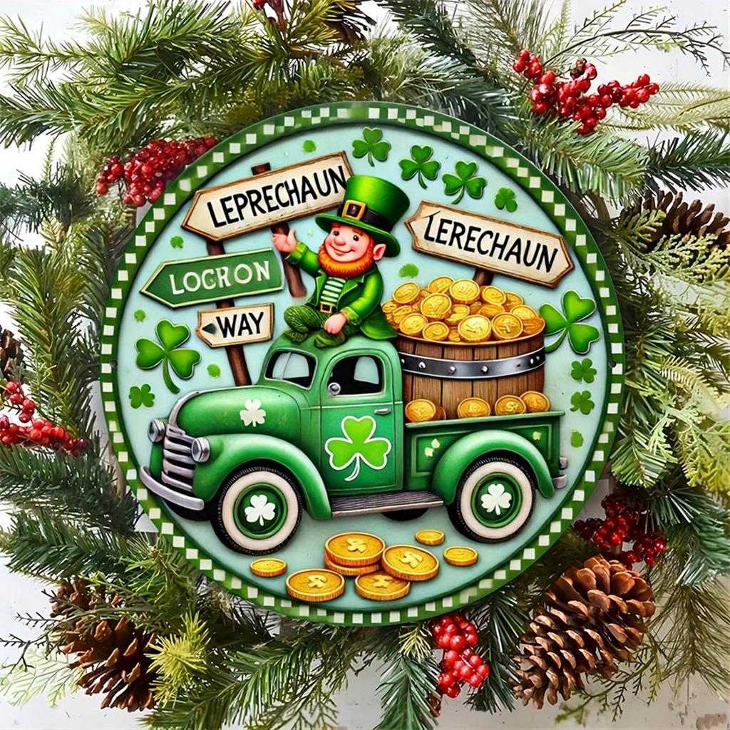 Appeso da Parete Decorativo per Atmosfera Festa di Gnomi a Tema San Patrizio, Cartellonistica in Legno per Festival Irlandese, Addobbi Decorativi per San Patrizio