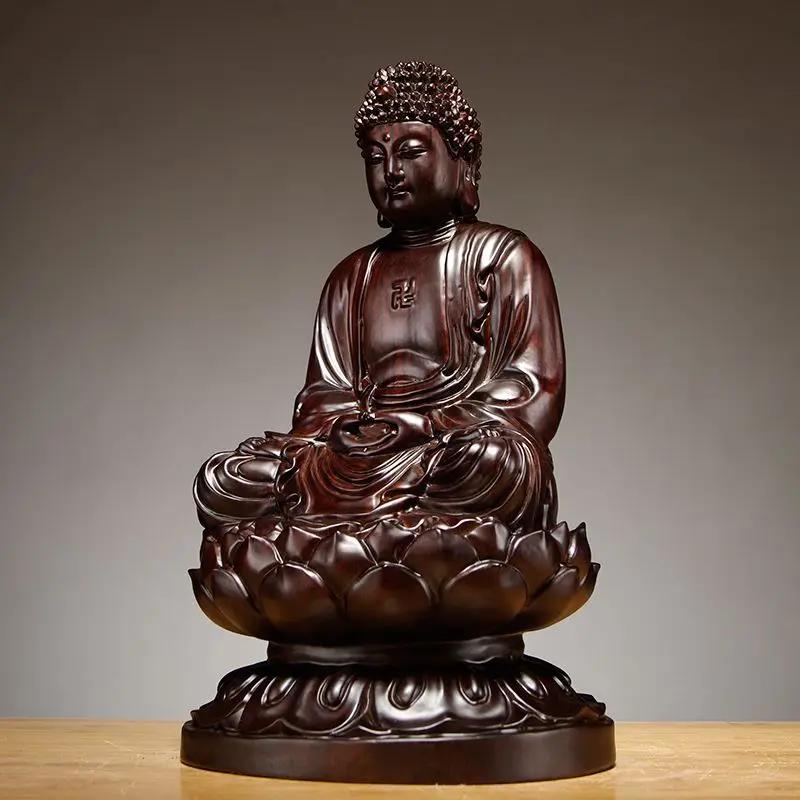 

Ebony Carving Buddha Statue Office Decorations Sculpture Home Furnishing Living Room Decoration Wooden Sculpture Holiday Gifts Height 14cm