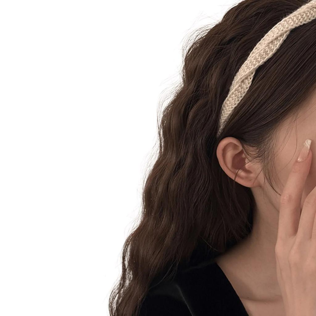 Maillard Style Crochet Headband for Female Dinner Party Hairhoop French Style Hairband Girl Hair Styling Ornaments