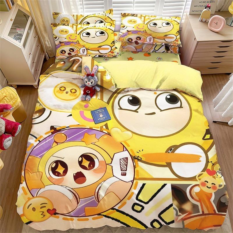 Cartoon eggy party 3D-gedrucktes Bettwäscheset Spiel Bettbezug Kissenbezüge für Mädchen Jungen Geburtstagsgeschenk