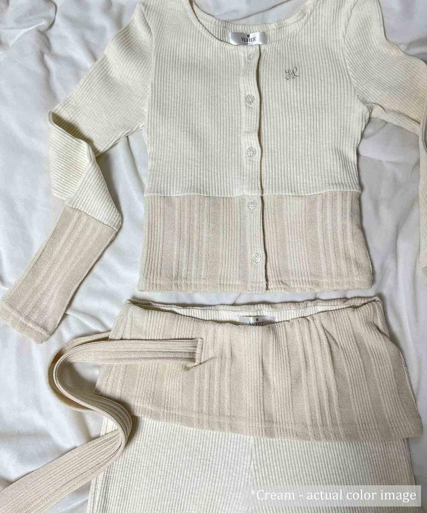 Yuheelee Modal Knit Crop Cardigan / Cream