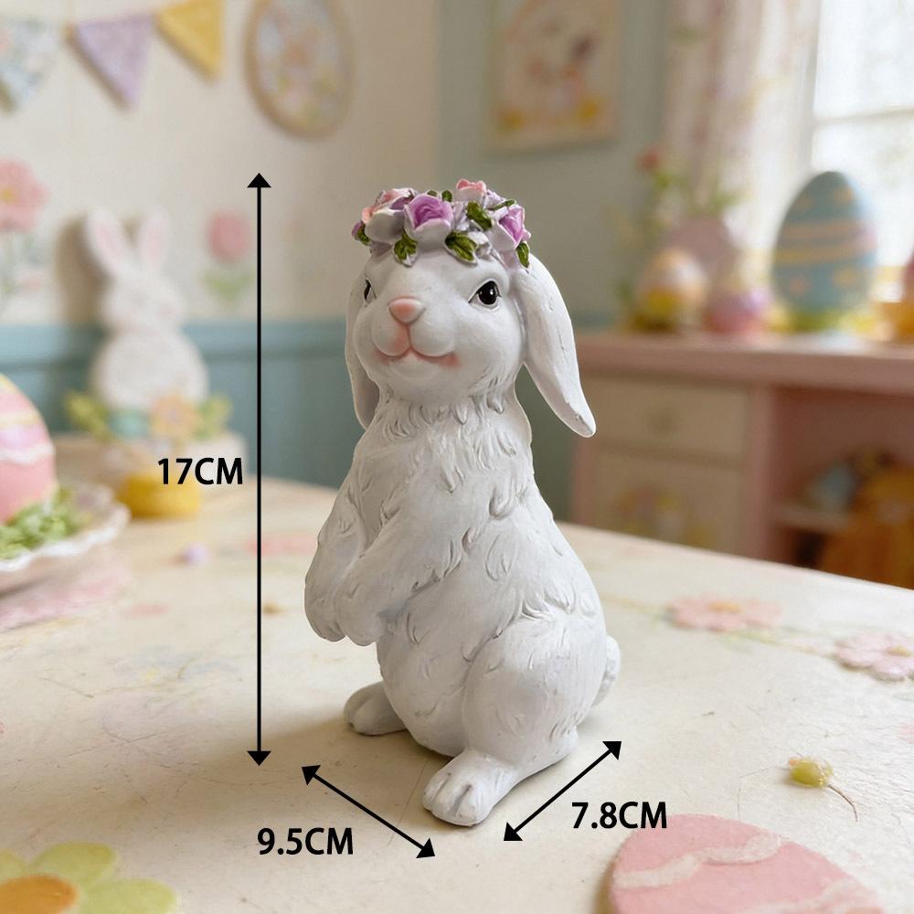Resin Easter Bunny Figurines, Simple Leisure Cartoon Rabbit Statue, Festive Tabletop Decor for Home Living Room Garden Ornament.
