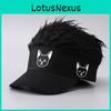 Harajuku Skull Embroidered Baseball Cap With Wig Design And Adjustable Fit For Streetwear Style