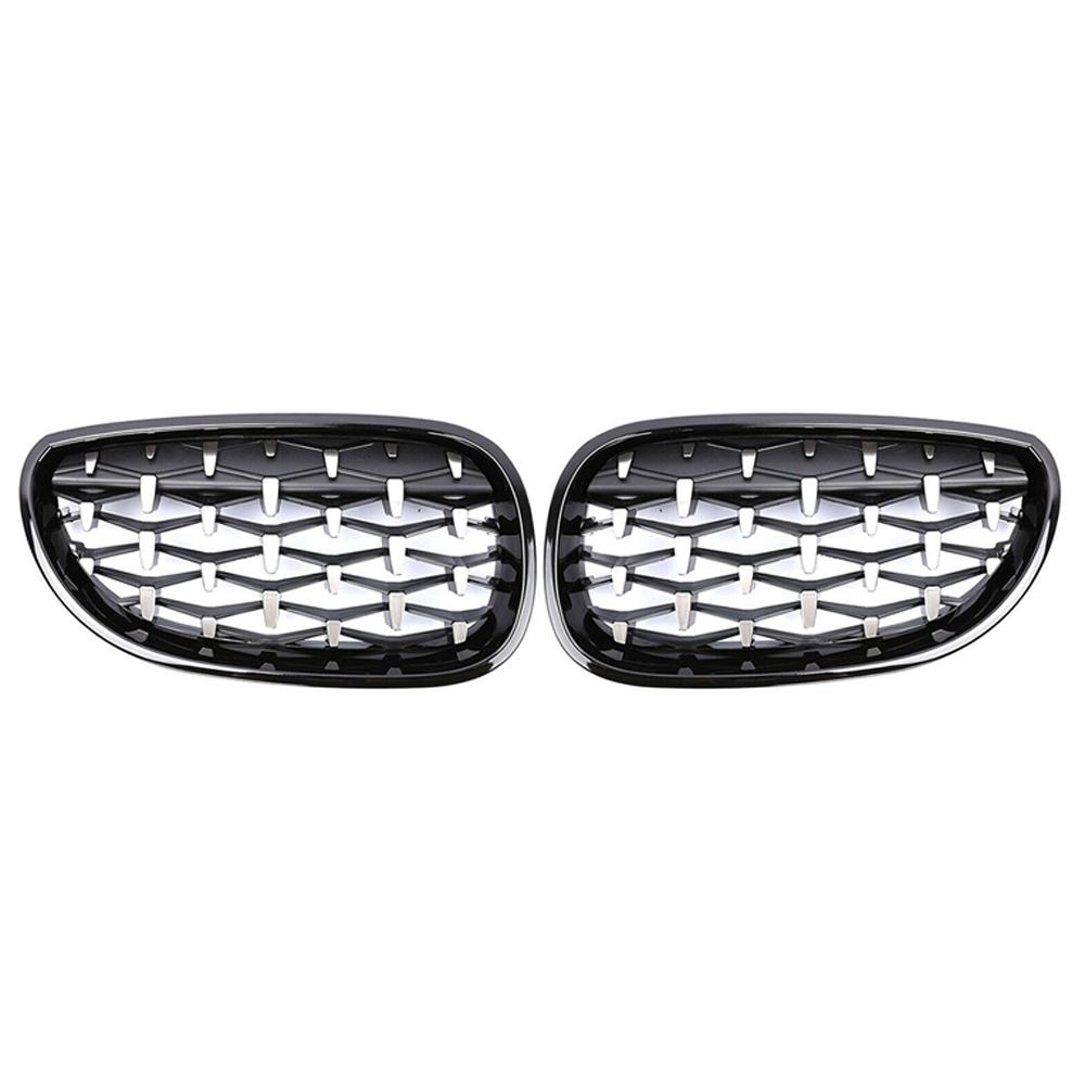 Car Racing Grill For BMW E60 E61 5 Series 2003-2009 Diamond Front Kidney Grille Meteor Style Grill Chrome Auto Accessories
