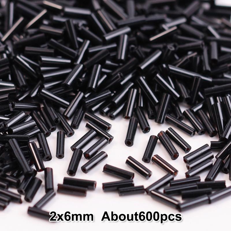 2x6mm Colorful Silver Core Czech Glass Seed Bugle Beads Tube Spacer Beads For Jewelry Making Garment Sewing Accessory
