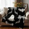 Lace Bow Ghost Bat Anime Cartoon Flannel Blanket Soft Warm Throw for Bedroom Sofa Car Kids Holiday Gift