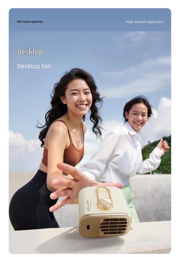360° Rotating Portable Retro Leather Fan: Waist-Hanging, Bag-Hanging, Desktop Three-in-One Outdoor Cooler