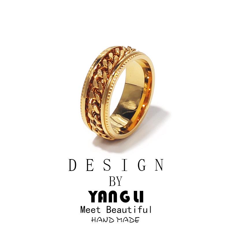 Men's Non-Fading Rotating Titanium Steel Ring - Stainless Steel Hand Jewelry