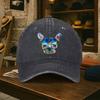 Colorful French Bulldog Print Baseball Cap Washed Denim Adjustable Casual Hat for Men Women