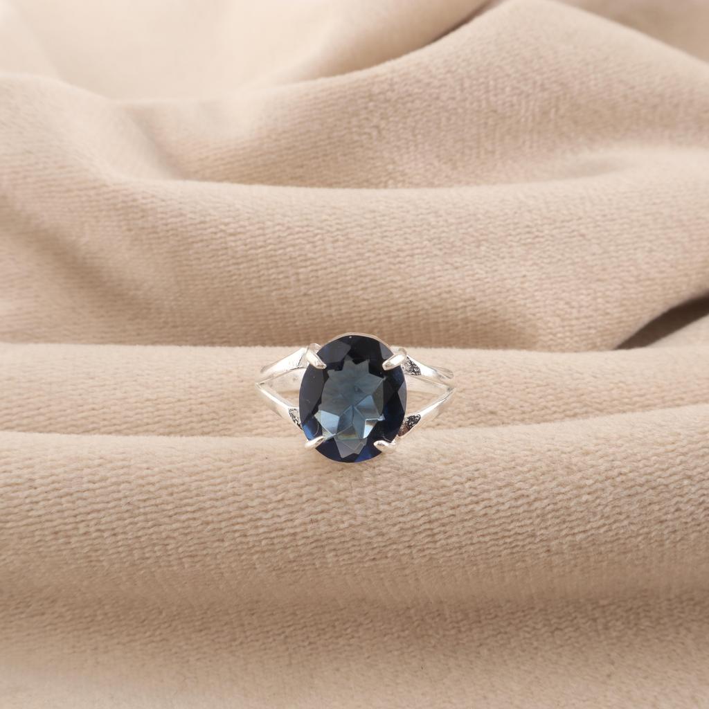 London Blue Topaz Gemstone 925 Sterling Silver Handmade Jewelry Designer Ring RR-75-6