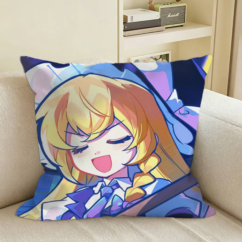 TTouhou Blonde Witch Square Sofa Pillow Cover Solid Color Living Room Home Decor Cushion Case
