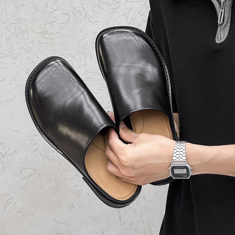 Taschenkopfbodenleder coole Hausschuhe lässige Birkenstock-Hausschuhe großer Kopf höhenverstellende Derby-Schuhe für Paare getragene Halbschuhe