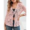 New Loose and Versatile Plus-size Sun-protective Lace Top with A Cut-out See-through Cardigan
