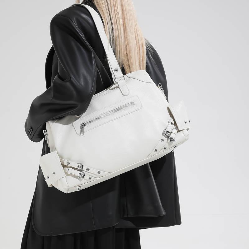 Leather Tote Bag Women's Fashion Shoulder Bag with Front Zip Pocket and Adjustable Crossbody Strap