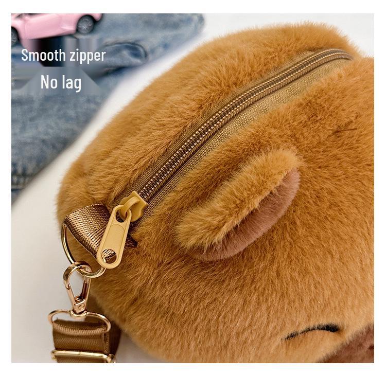 2025 Creative Cute Cartoon Plush Crossbody Doll Bag – Soft, Retractable, Round Shoulder Bag