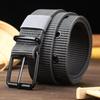 Men's Multi-Hole Military Canvas Leather Belt - Pin Buckle for Jeans & Work