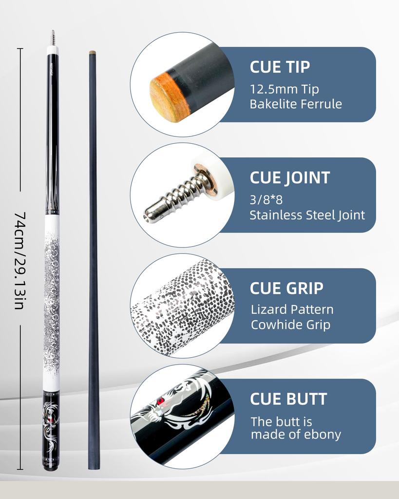 KONLLEN Carbon Fiber Pool Low Handcrafted Inlay Billiard Professional Billiard Pool Cue Stick for Adults Cue, Deflection, Cue, 147cm, 12.5mm,