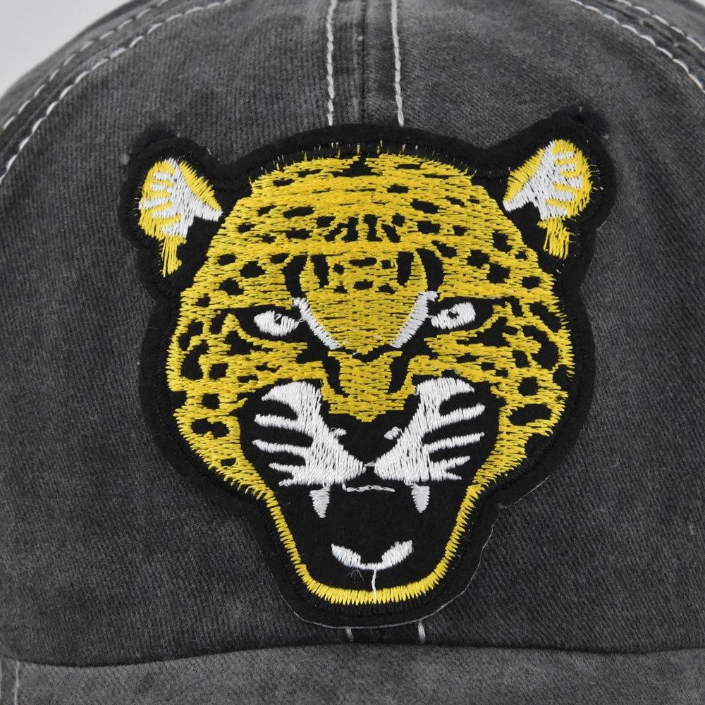 Three-dimensional Embroider Baseball Cap Leopard Embroidered Peaked Cap Washed Distressed Curved Brim Hat Sun Hat Cb354 Cotton