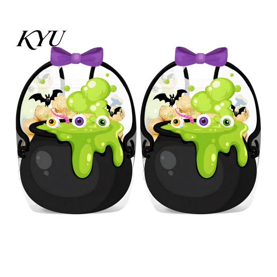 Candy Bags with Handle 2/4/6Pcs Clear Gift Bag for Halloween Christmas, Goodie Treat Holders Handle, Resealable Sealed Pouch Holiday Party Favors