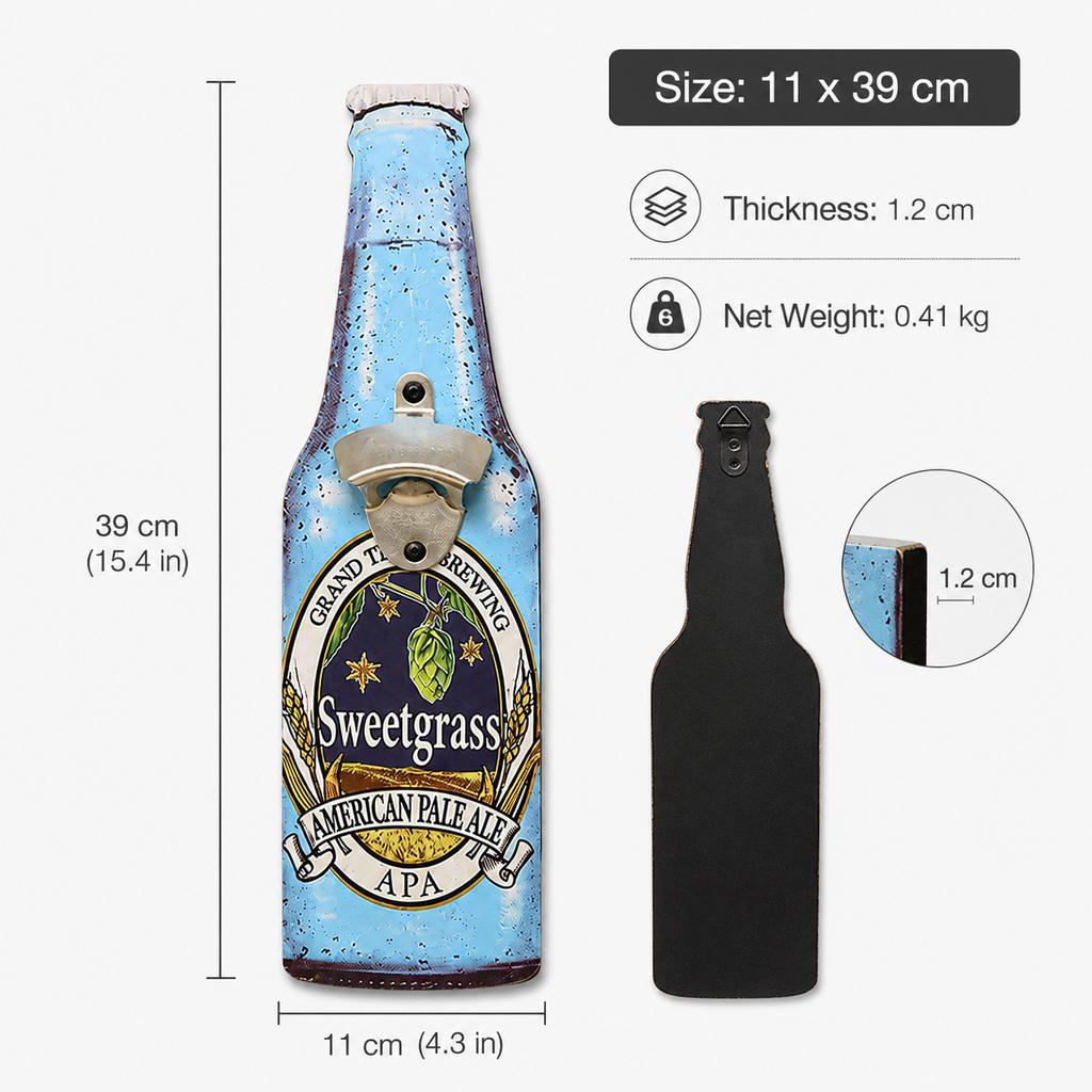 Vintage Bottle Shaped Wall Mounted Bottle Opener Decorative Beer Cap Opener for Home Bar Pub Restaurant BBQ Kitchen Wall Decor 6