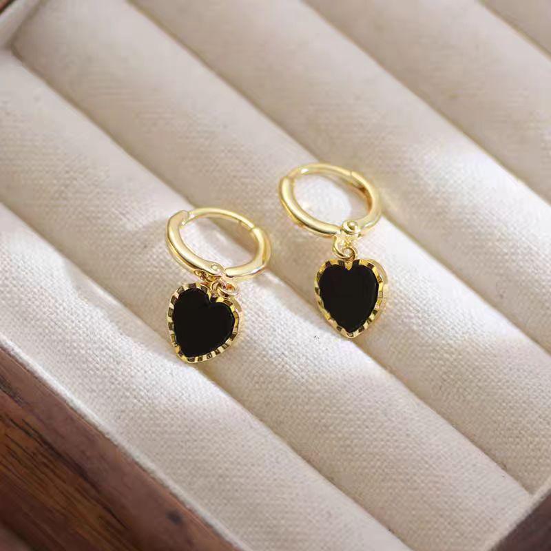 2025 Black Heart Temperament Dangle Earrings: Elegant, Unique, High-End Women's Hoops