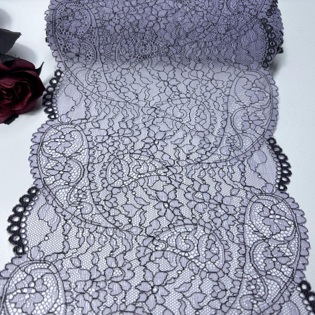 

Кружево из спандекса, двухцветное эластичное кружево для шитья своими руками для нижнего белья, бюстгальтеров, трусов, платьев, одежды, домашнего декора, рукоделия 1 meter x 20.5 cm светло-серый/светло-фиолетовый