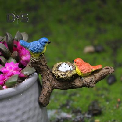 Vogelfigur, Blumentopf-Dekoration, Aufhänger, Kunstharz, Vögel auf einem Zweig, Pflanzgefäß, Hugger-Ornament für Topfpflanzen, Bonsai