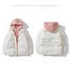 Fashionable and Warm Hooded Patchwork Faux Two- Piece Lamb Wool Cotton Coat for Women