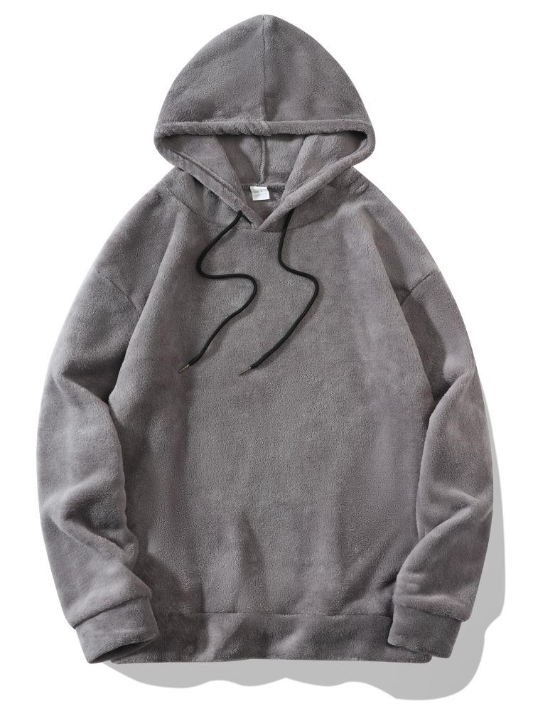 Autumn Winter Large Size Hooded Men's Casual Personality Fashion Sweater Coral Velvet Sweater Men's Comfortable Fit Skin-friendly Breathable Tops