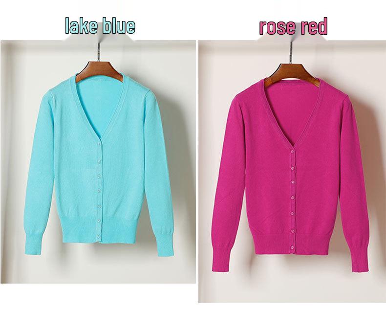 Korean V-Neck Knitted Cardigan: Women's Long Sleeve, Versatile Spring & Autumn Top.