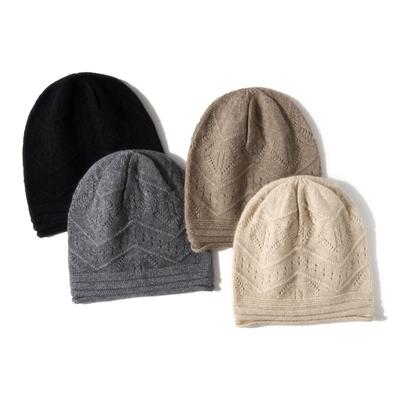Cashmere Autumn and Winter New Style Women's High End Solid Color Warm Fashion Knitted Casual Curled Lotus Top Hat