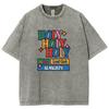 Holly Letter Printed Pure Cotton Women's T-Shirt Washed Denim Oversized Couple Half Sleeved Casual Minimalist Retro Top