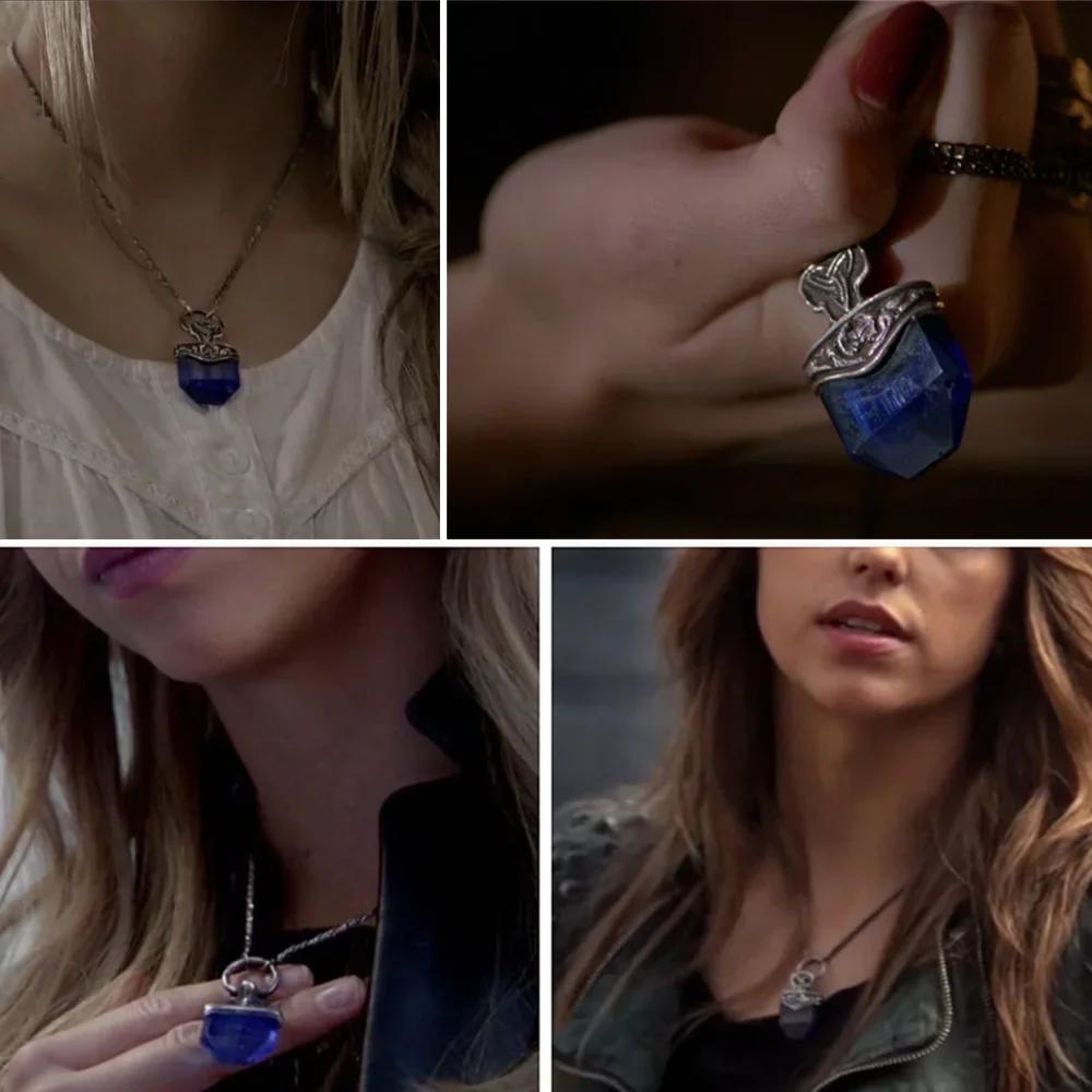 The Vampire Originals Diaries Mikaelson Pendant Necklace 925 Silver with Natural Lapis Freya's Talisman Inspired Charm